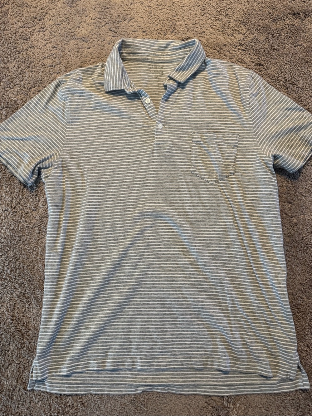 J. Crew Short-Sleeve Striped Polo - Light Gray & White